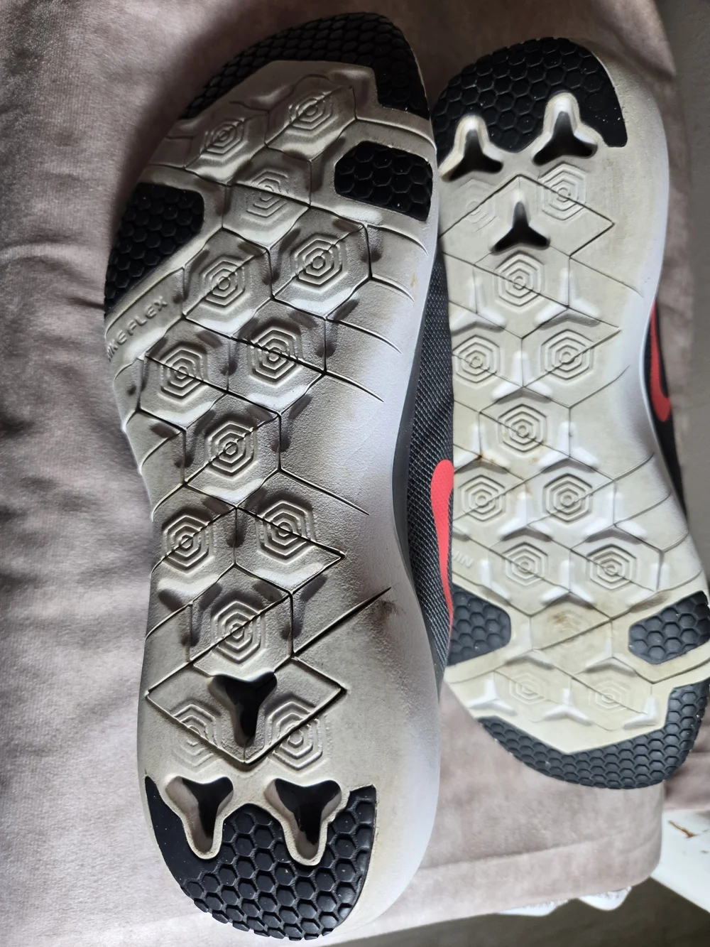 Nike Gray Running Shoes with Pink Swoosh